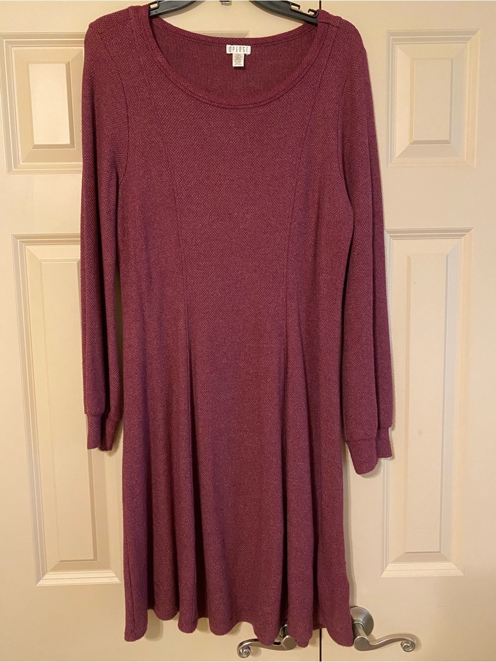 Spense Long Sleeve Scoop Neck Knit Dress - Mauve Plum